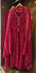 Beautiful Shoulder Cut Mul Cotton Anarkali With Pant And Dupatta - 030