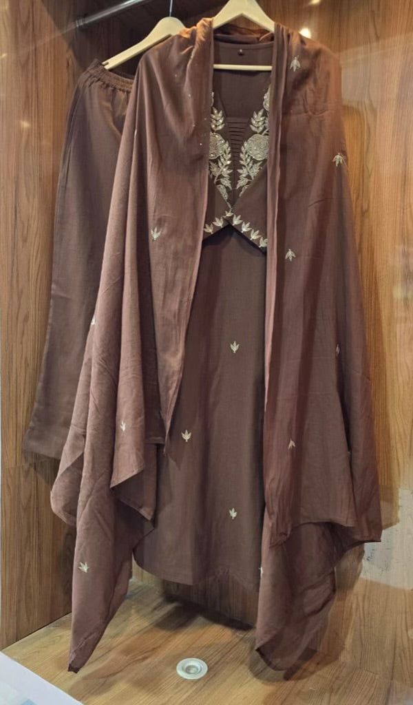 Beautiful Cotton 3 Piece Dress With Embroidery - 020