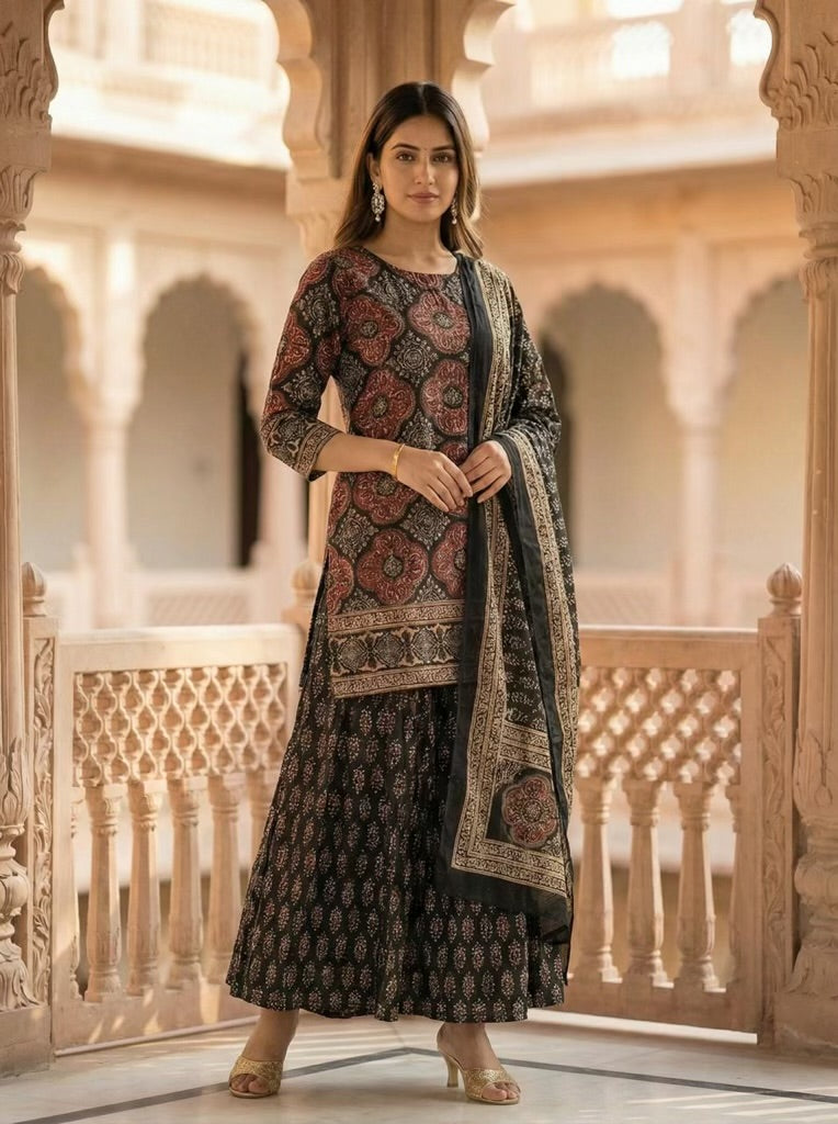 Beautiful Cotton Kali Palazzo With Dupatta - 028