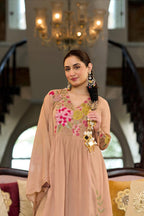 Beautiful Cotton Crush Party Wear Dress With Embroidery- 006