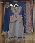 Beautiful Cotton Ajrakh Print 3 Piece Dress - 035