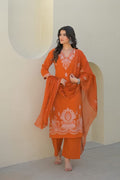 Beautiful Cotton 3 Piece Dress With Embroidery - 023