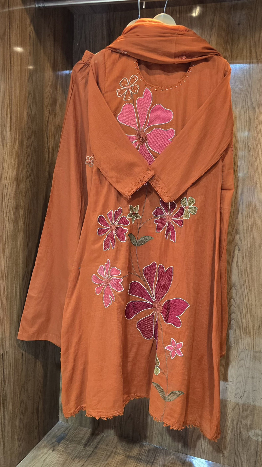 Beautiful Mul Cotton Suit With Appliqué Work, Pant And Dupatta - 031