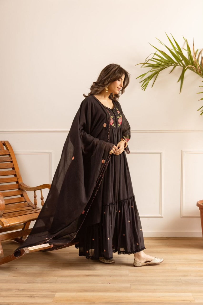 Beautiful Mul Cotton Fancy Dress With Embroidery - 002