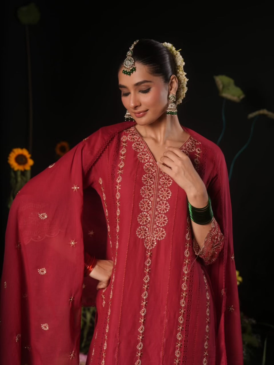 Beautiful Cotton Heavy Embroidery 3 Piece Dress - 008