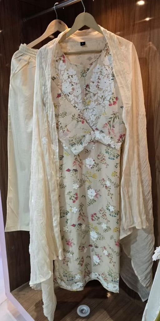 Beautiful 3 Piece Mul Cotton Dress With Lining - 015