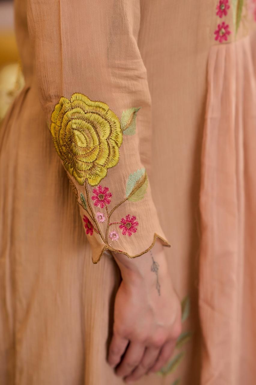 Beautiful Cotton Crush Party Wear Dress With Embroidery- 006