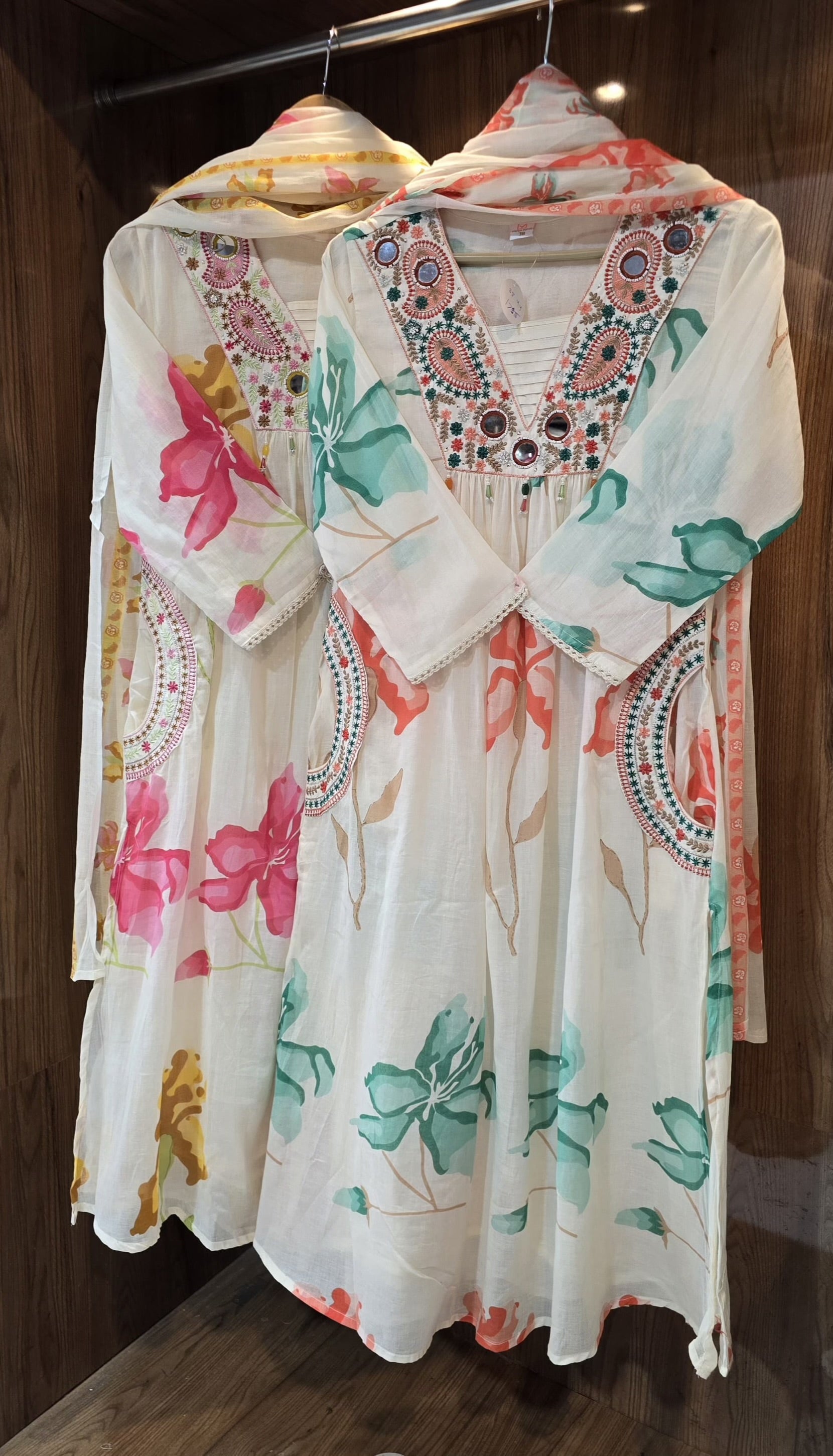 Beautiful Mul Cotton Dress With Side And Neck Embroidery - 029