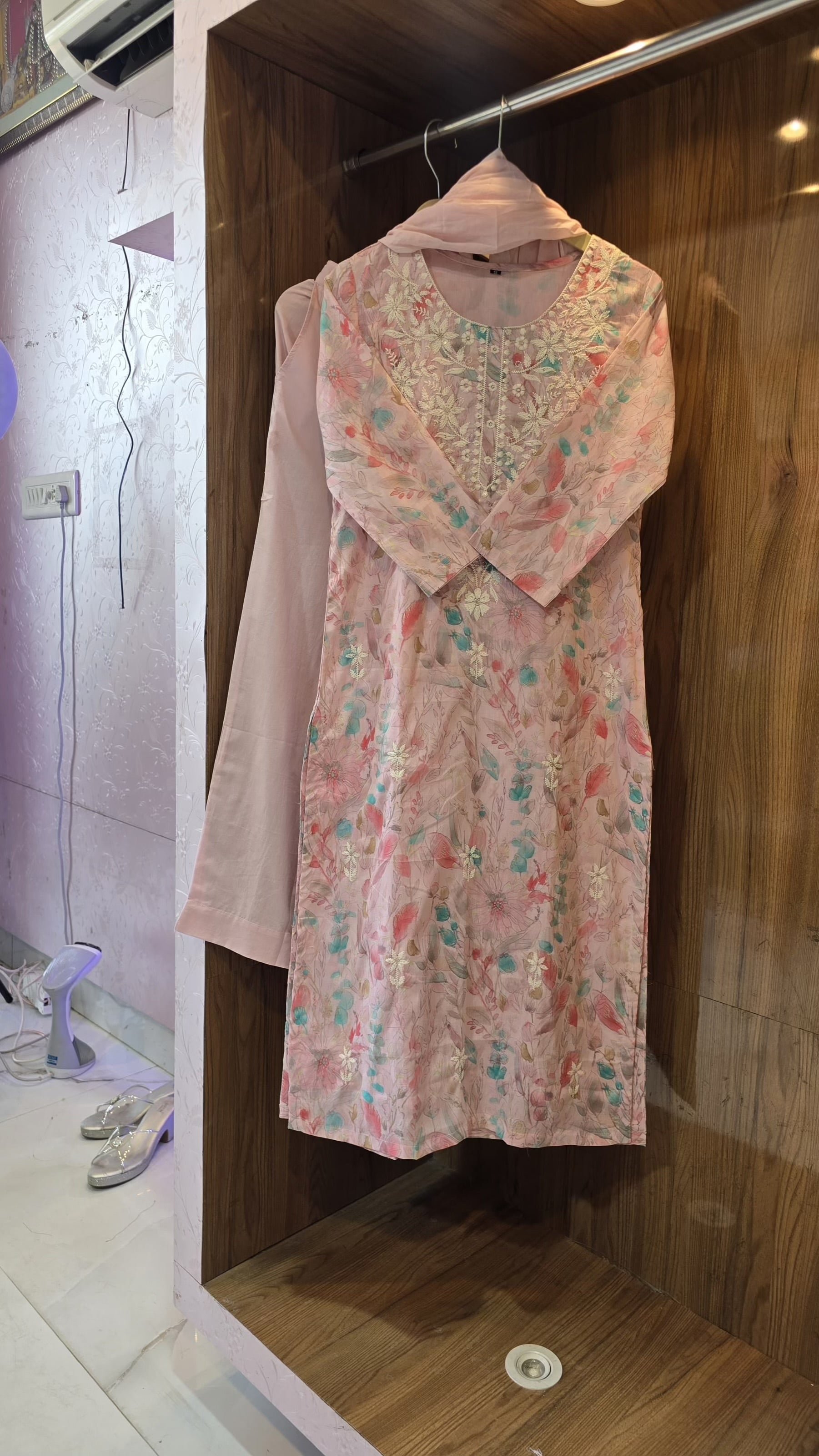 Beautiful 3 Piece Mul Cotton Dress With Lining - 015