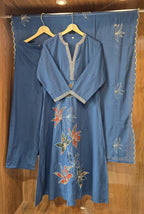 Beautiful Cotton A-Line Cut Dress With Appliqué Work - 025