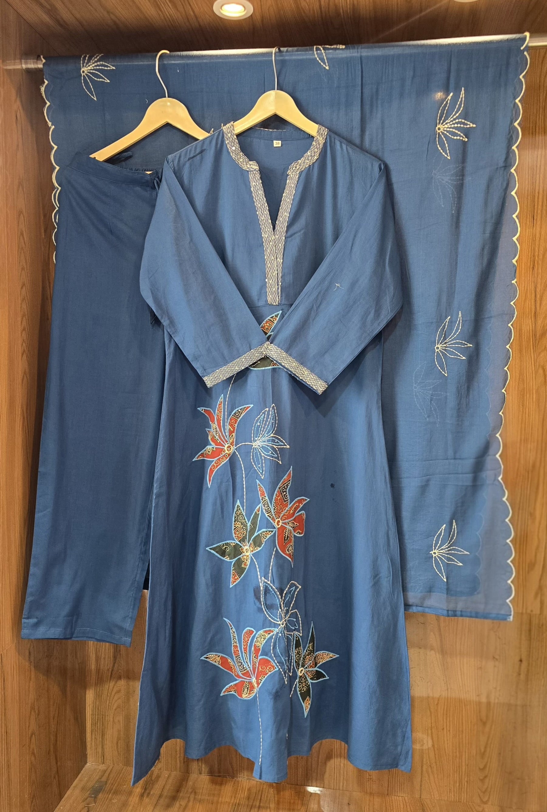 Beautiful Cotton A-Line Cut Dress With Appliqué Work - 025