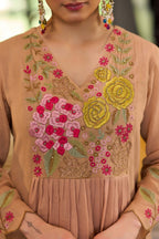 Beautiful Cotton Crush Party Wear Dress With Embroidery- 006