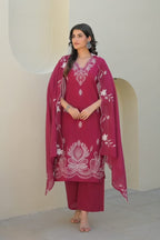 Beautiful Cotton 3 Piece Dress With Embroidery - 023