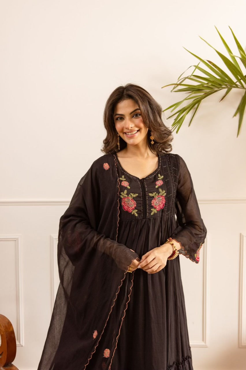 Beautiful Mul Cotton Fancy Dress With Embroidery - 002