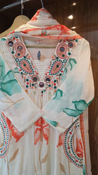 Beautiful Mul Cotton Dress With Side And Neck Embroidery - 029