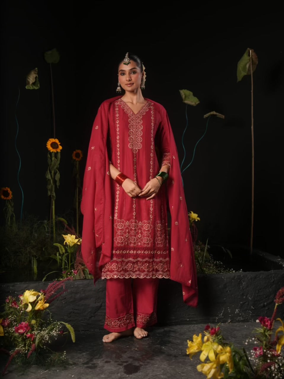Beautiful Cotton Heavy Embroidery 3 Piece Dress - 008