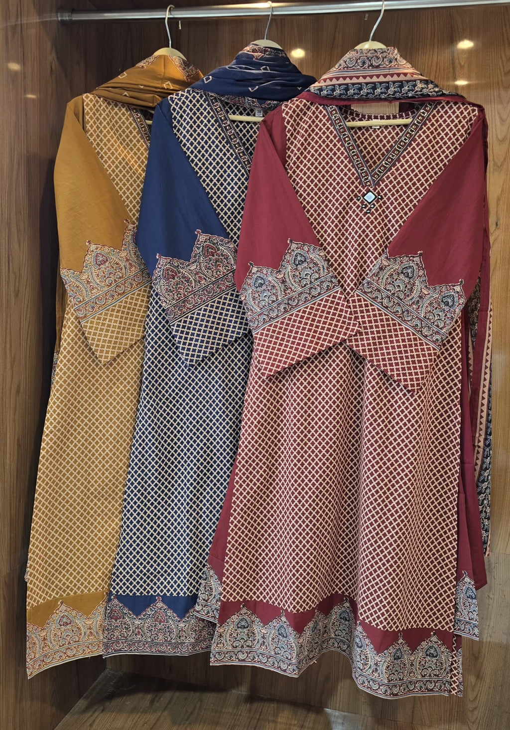 Beautiful Cotton Ajrakh Print 3 Piece Dress - 035