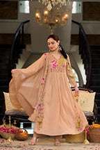 Beautiful Cotton Crush Party Wear Dress With Embroidery- 006