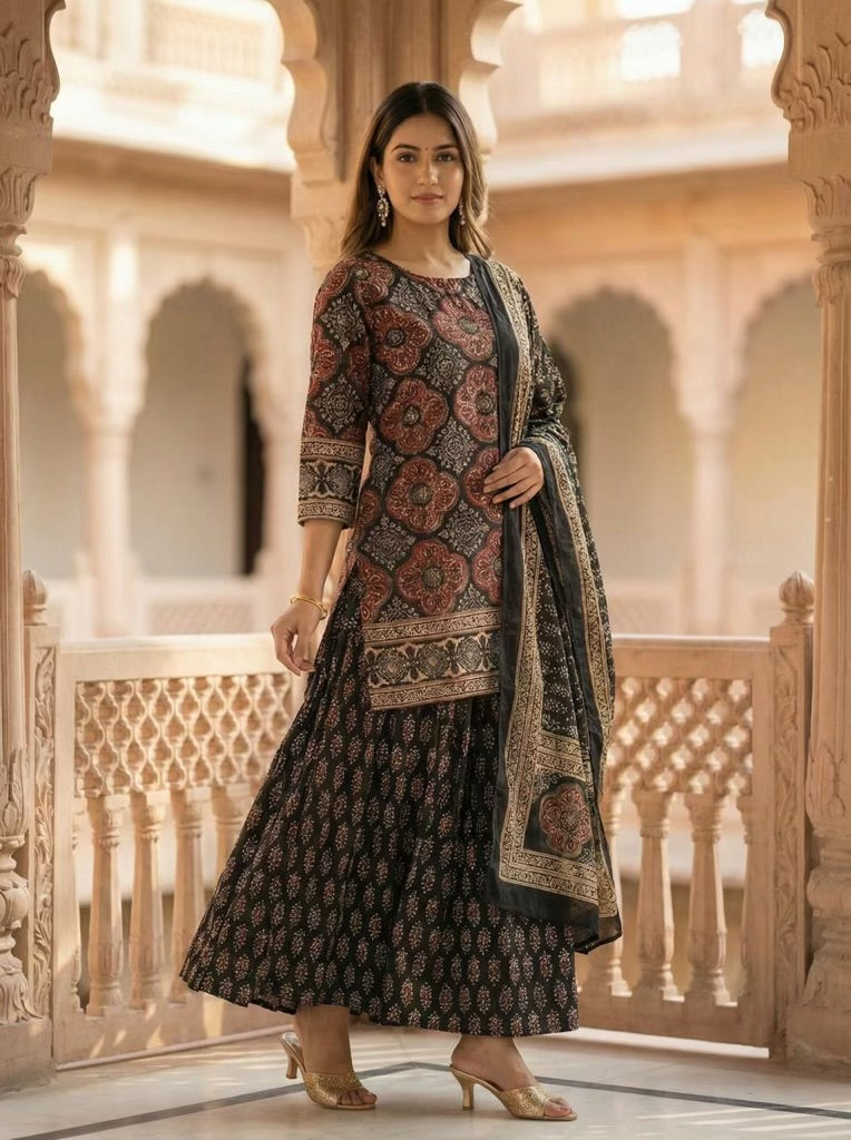 Beautiful Cotton Kali Palazzo With Dupatta - 028