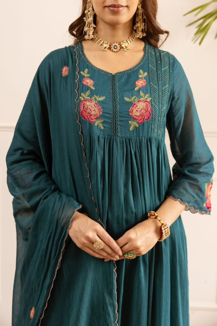 Beautiful Mul Cotton Fancy Dress With Embroidery - 002