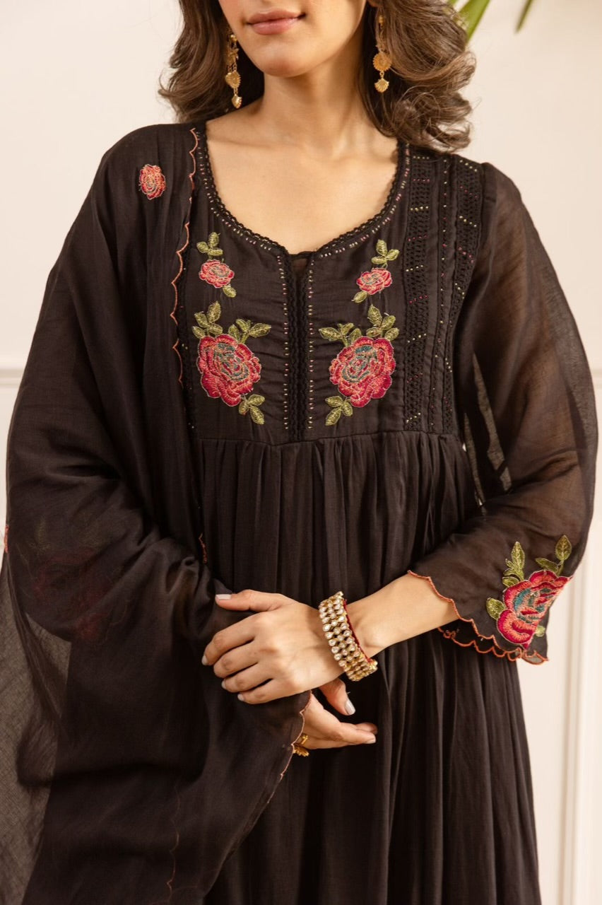 Beautiful Mul Cotton Fancy Dress With Embroidery - 002