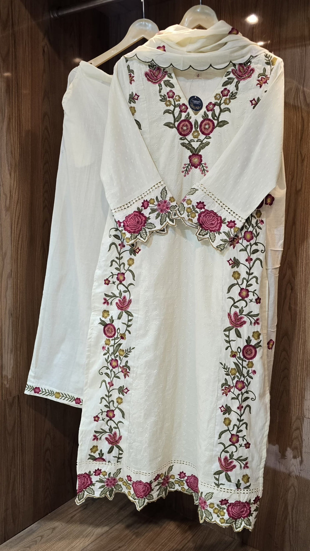 Beautiful Schiffli Cotton Dress - 032