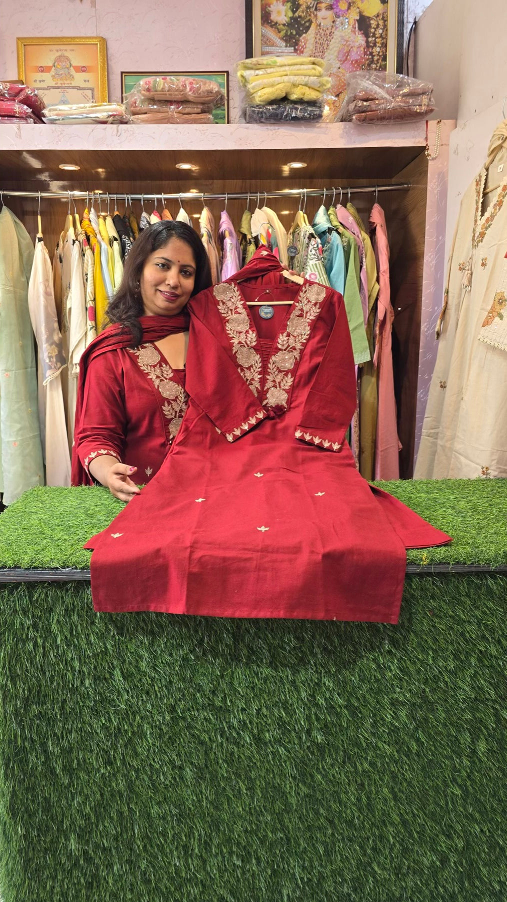 Beautiful Cotton 3 Piece Dress With Embroidery - 020