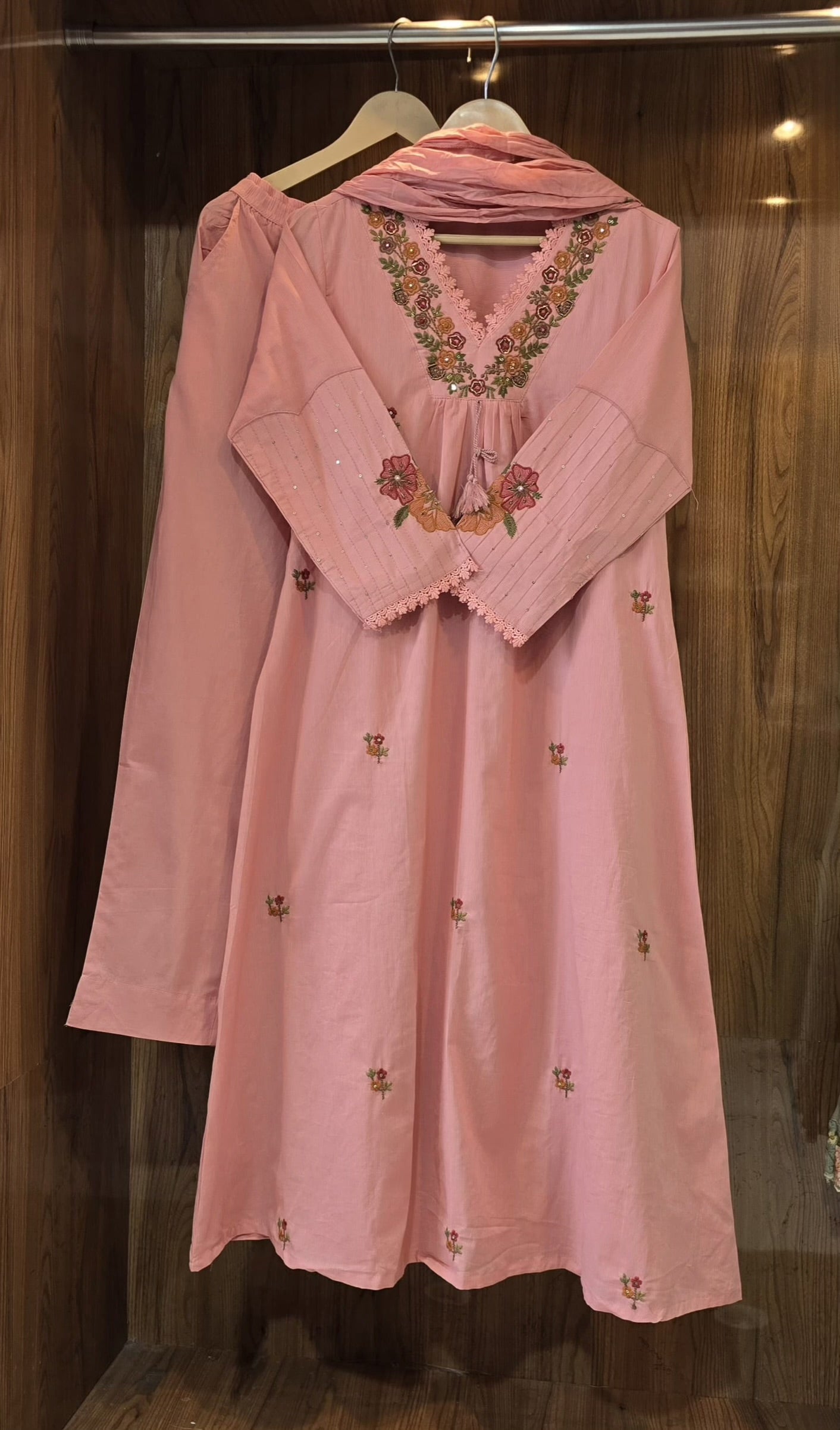 Beautiful Cotton 3 Piece Dress With Embroidery - 021