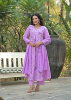 Premium Cotton Embroidered 3 Piece Suit Set- 007