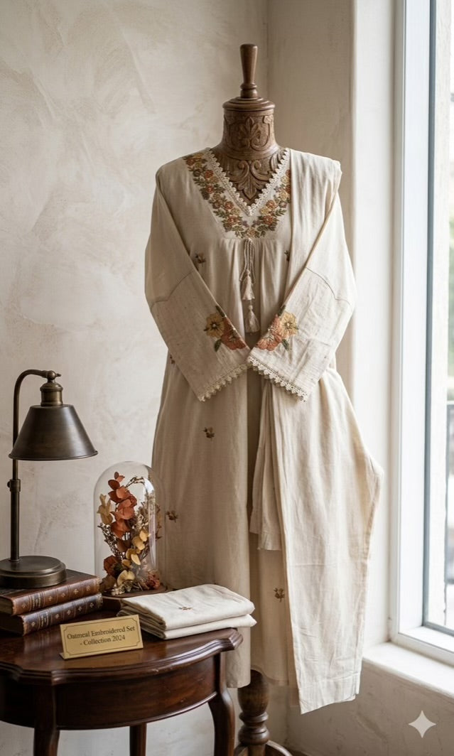 Beautiful Cotton 3 Piece Dress With Embroidery - 021