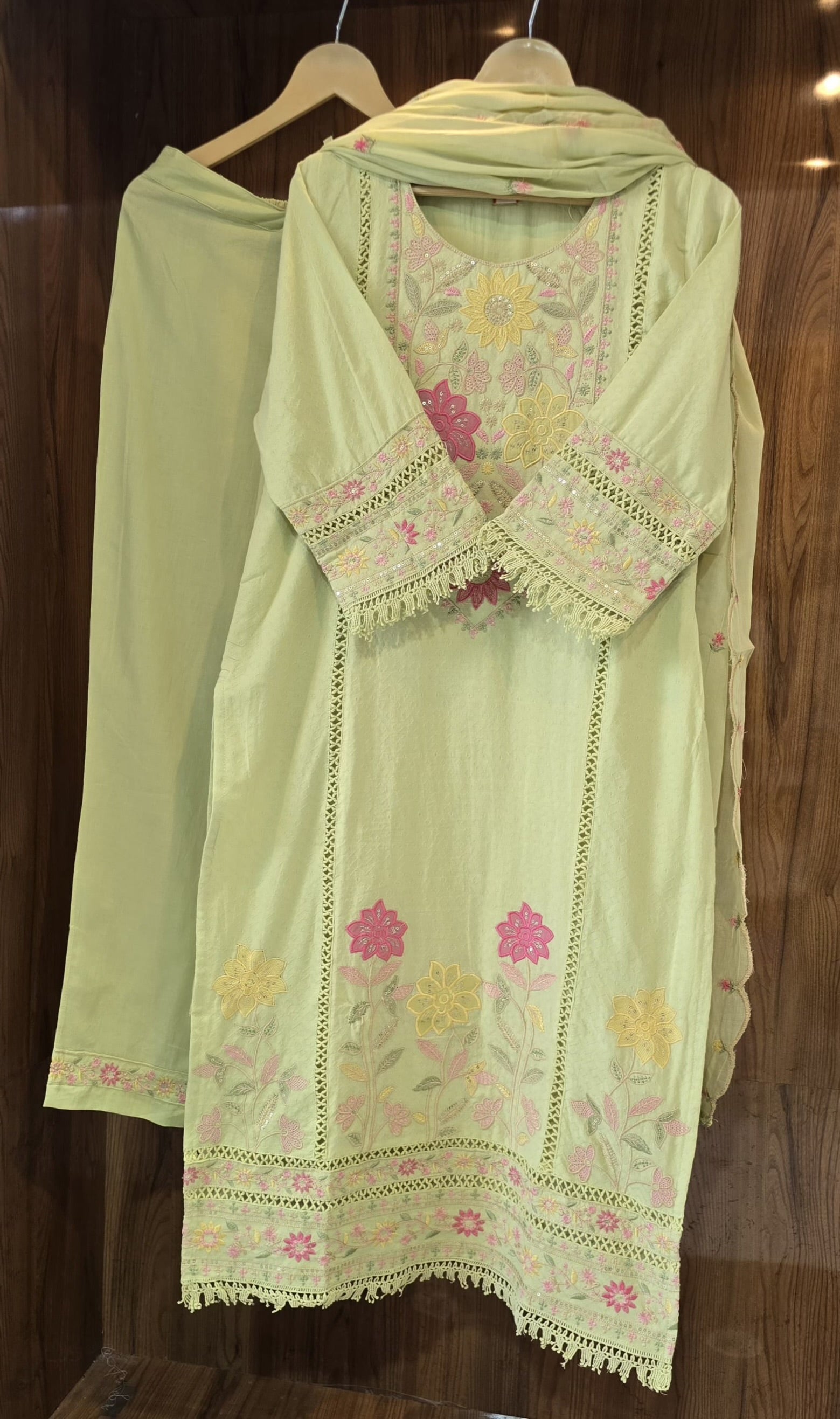 Beautiful Mul Cotton 3 Piece Suit With Embroidery Work - 034