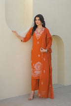 Beautiful Cotton 3 Piece Dress With Embroidery - 023