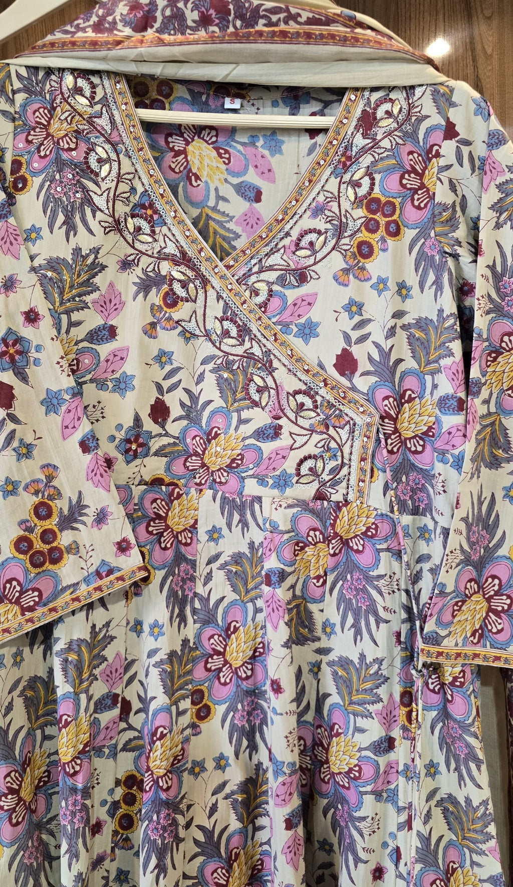 Beautiful Kalamkari Anarkali Dress With Pant And Dupatta - 037