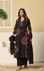 Beautiful Cotton 3 Piece Black Dress