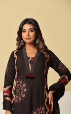 Beautiful Cotton 3 Piece Black Dress
