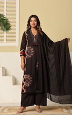 Beautiful Cotton 3 Piece Black Dress