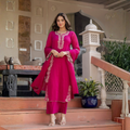 Crush Cotton Embroidered Set – Pink