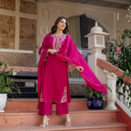 Crush Cotton Embroidered Set – Pink