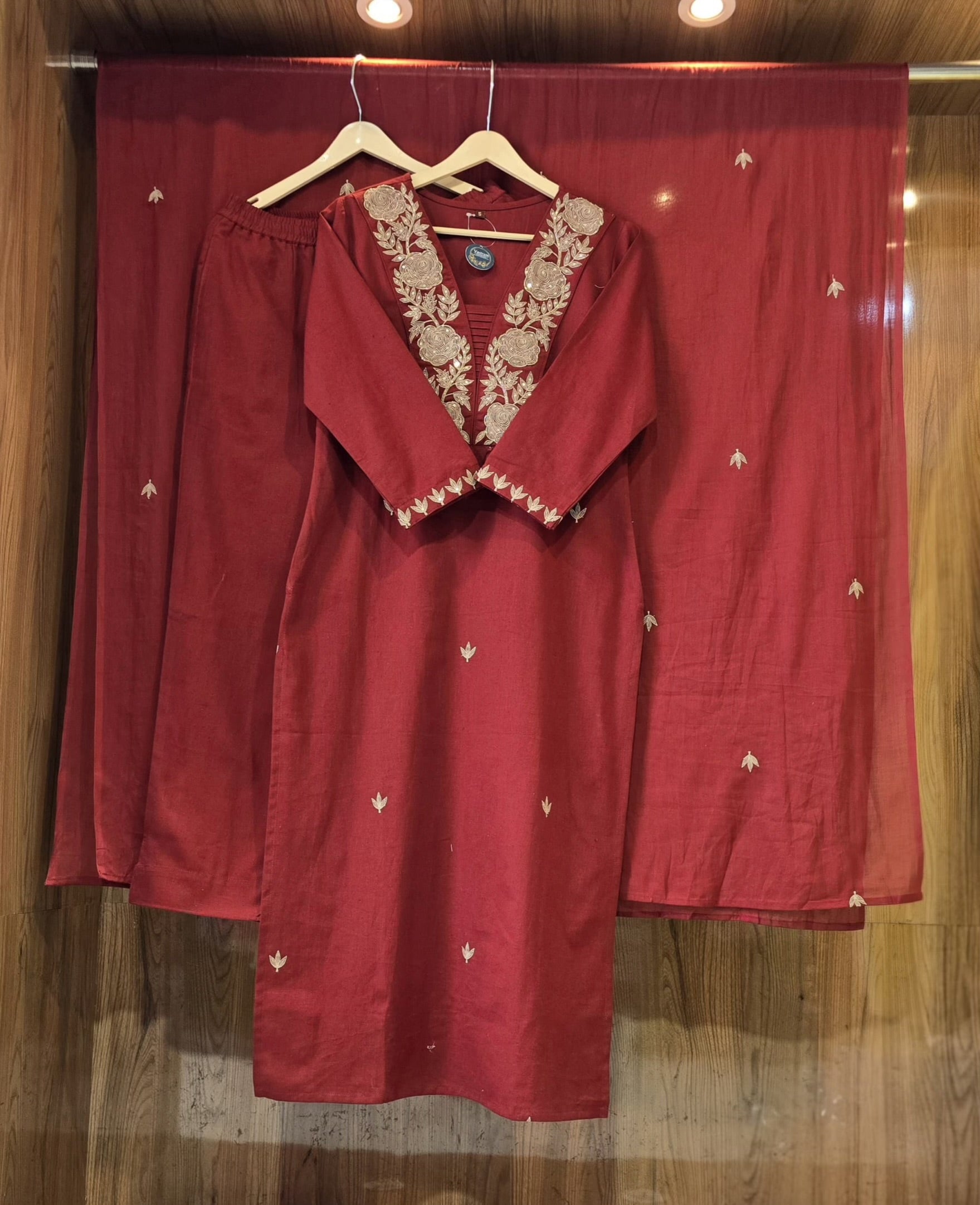Beautiful Cotton 3 Piece Dress With Embroidery - 020