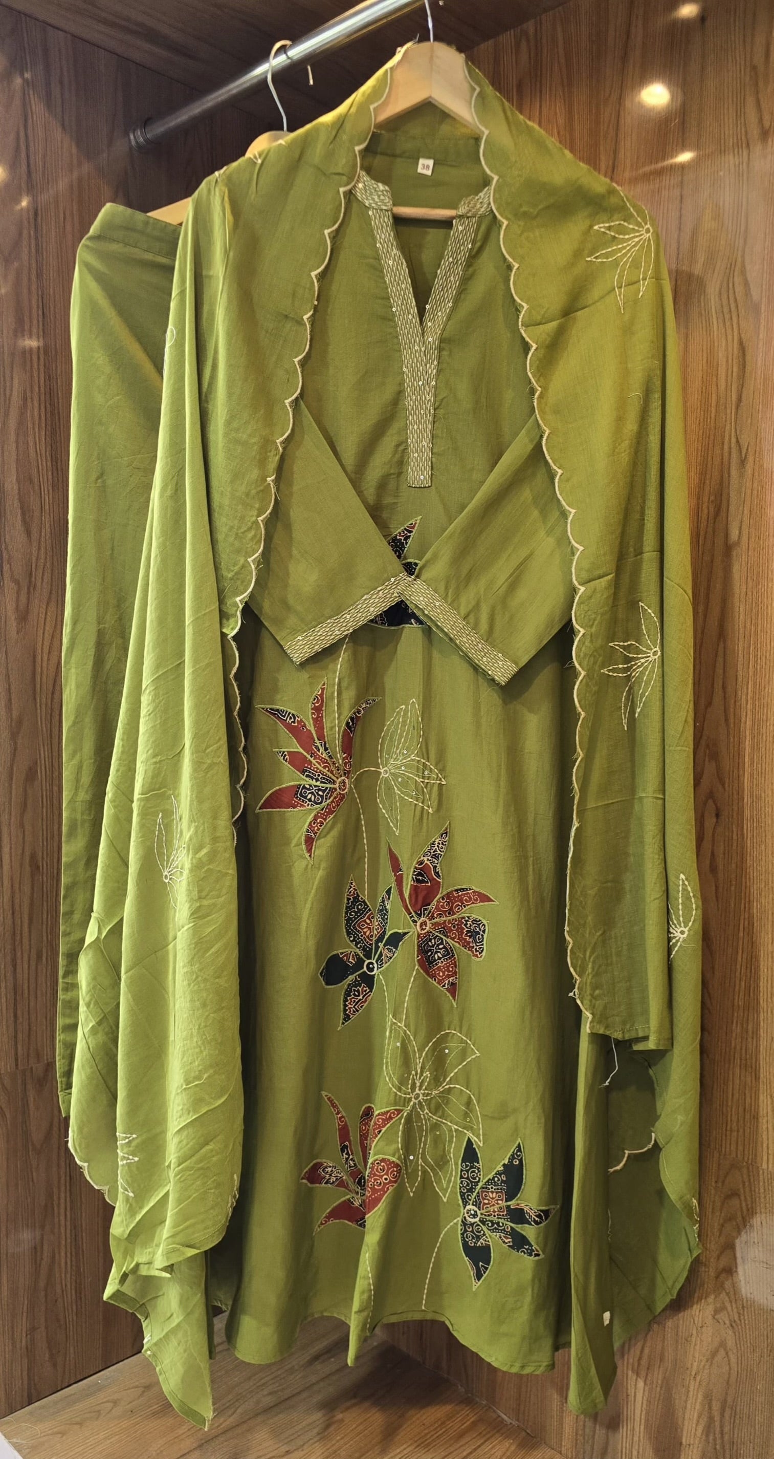 Beautiful Cotton A-Line Cut Dress With Appliqué Work - 025