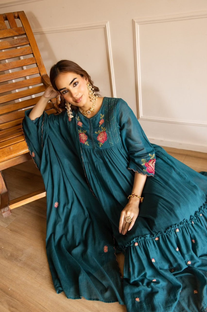 Beautiful Mul Cotton Fancy Dress With Embroidery - 002
