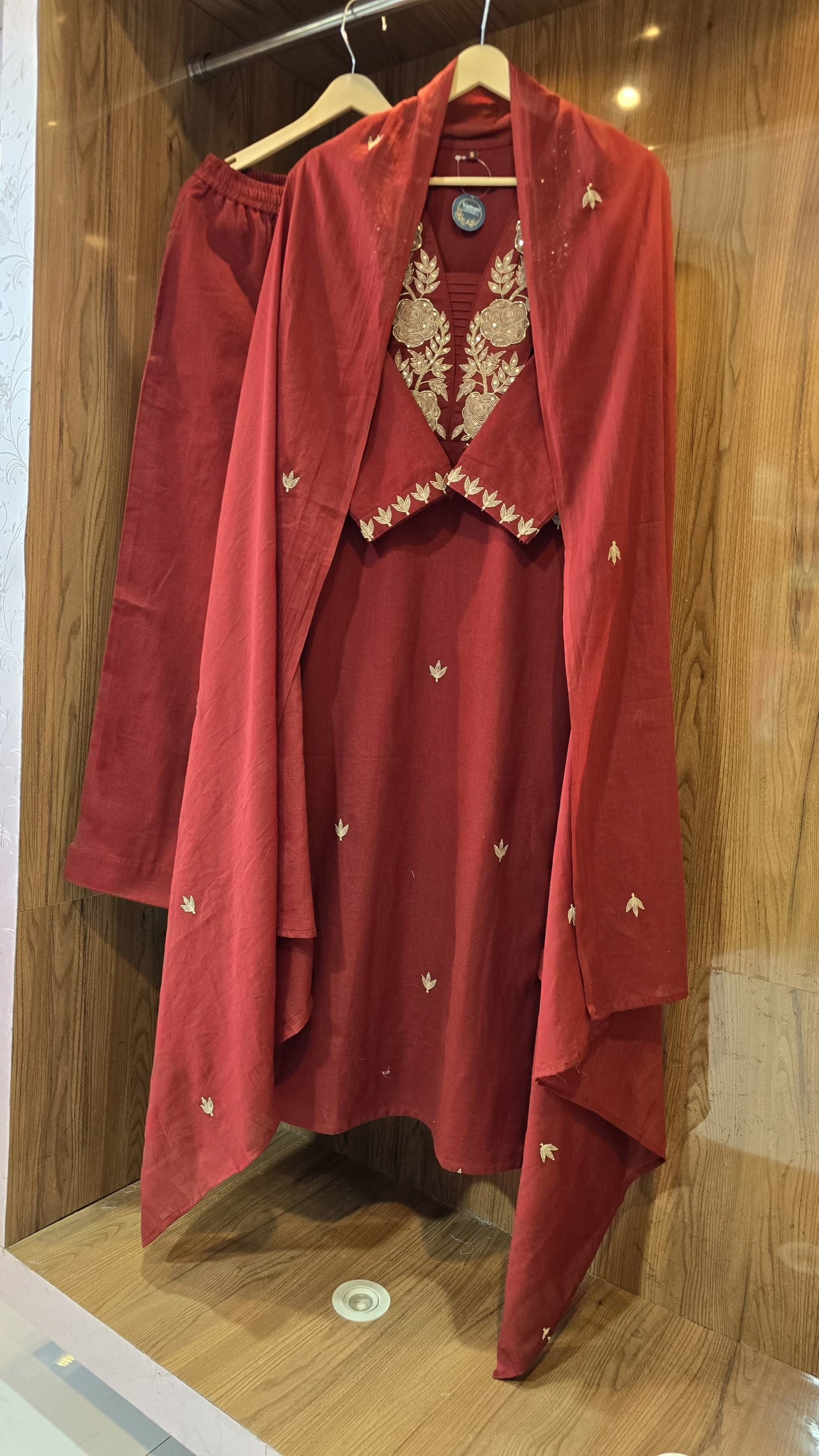 Beautiful Cotton 3 Piece Dress With Embroidery - 020
