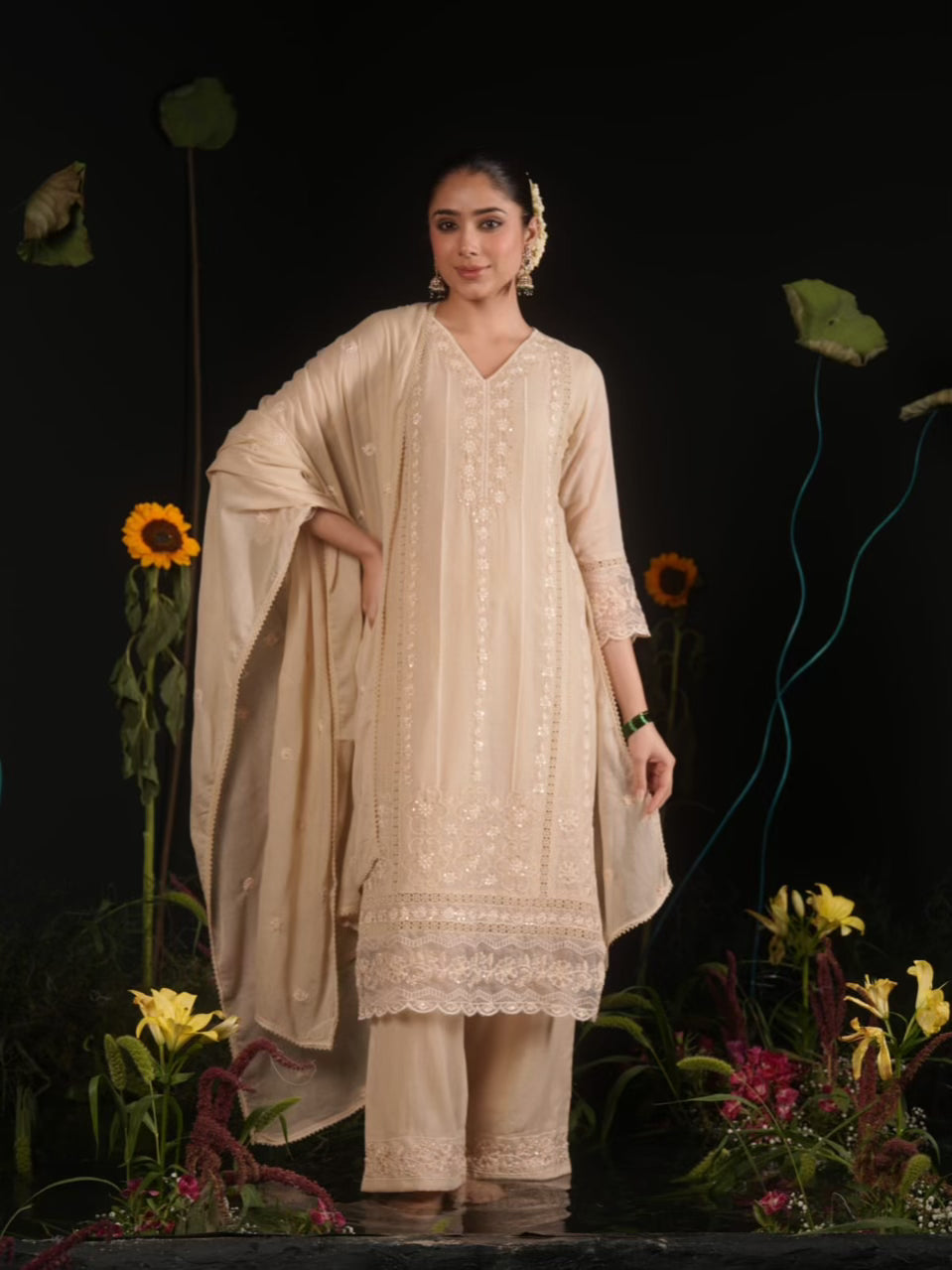Beautiful Cotton Heavy Embroidery 3 Piece Dress - 009