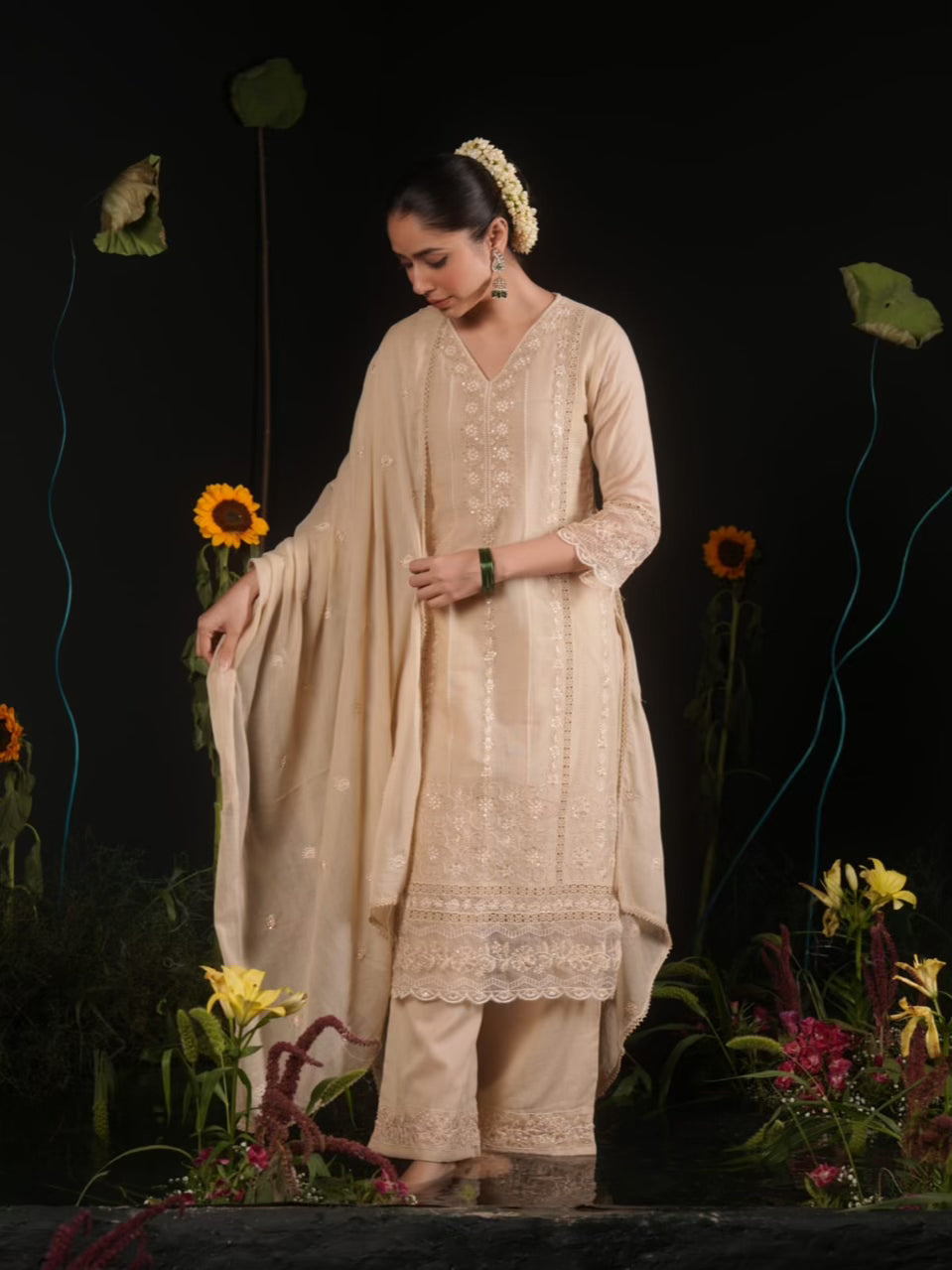 Beautiful Cotton Heavy Embroidery 3 Piece Dress - 009