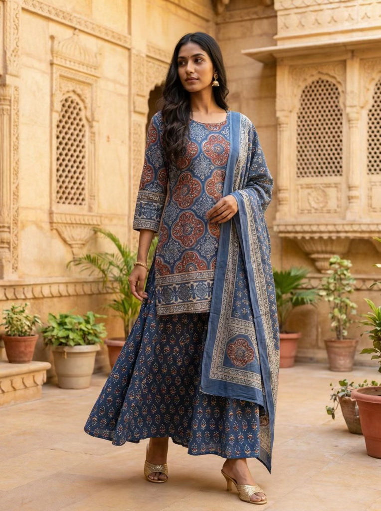 Beautiful Cotton Kali Palazzo With Dupatta - 028